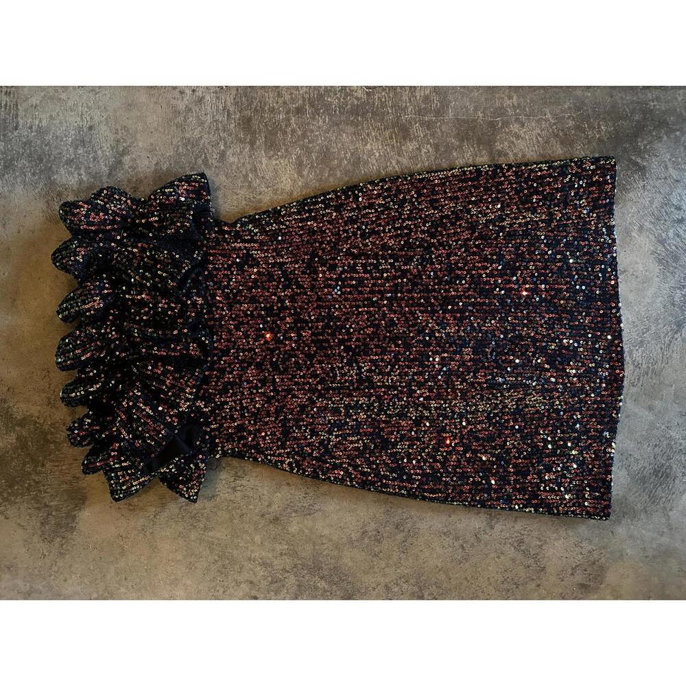Thirty Thirty Sequin Party Dress with Ruffled Neckline